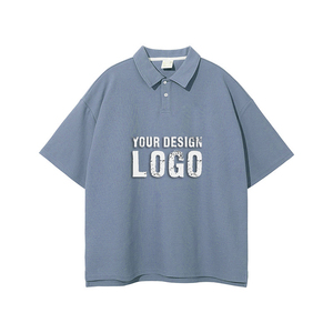T-shirt polo pour homme en coton vintage, coupe ample, personnalisé en usine, style streetwear décontracté, col rabattu, délavage acide, surdimensionné - Product Image 6