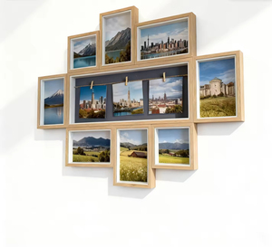Wooden 11 Opening Picture <b>Frame</b> FOR Collage Memories and Family Photos <b>with</b> 3 clips - Product Image 5