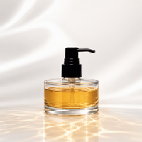 Flacon pompe cylindrique en verre transparent avec décalcomanie, distributeur vide de savon liquide pour shampoing, gel douche, emballage cosmétique