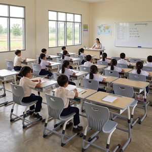 Escritorios y Sillas Modernas de Plástico ABS para Estudiantes de Primaria y Secundaria, Altura Ajustable, Estructura Metálica ST-2005D, Sillas de Estudio Escolares ST - Product Image 5