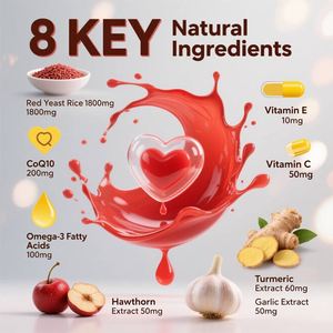 Gạo men đỏ cao cấp 1800mg & CoQ10 200mg Gummies, không đường 8 trong <span class=keywords><strong>1</strong></span> với Omega-3, táo gai, hỗ trợ tim & <span class=keywords><strong>cholesterol</strong></span> - Product Image 5