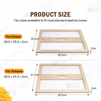 Équipement d'apiculture : Couvercle intérieur de ruche en acrylique transparent avec cadre en bois de pin pour un contrôle visuel de la colonie d'abeilles