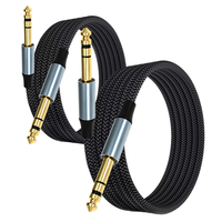 Kabel Audio Stereo Portabel 6.5mm Male to Male untuk Mixer Audio Amplifier Mikrofon 6.35mm Kabel Gitar Elektrik Berlapis Nilon