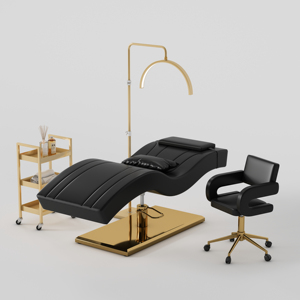 Muebles de Salón de Belleza Modernos y Lujosos en Oro Rosa, Cama de Spa Facial Ajustable y Reclinable para Cejas y Pestañas en Venta - Product Image 1
