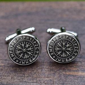 スカンジナビアバイキング海賊コンパスシルバーカフリンクスタイムジェムストーンフレンチメンズシャツアクセサリー結婚記念日ギフト卸売 - Product Image 2