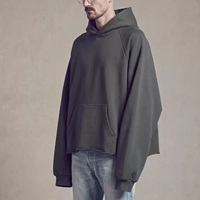 Hoodies vintage à logo personnalisé, délavés, coupe courte, à manches raglan, coupe oversize ample, en molleton épais, avec ourlet non ourlé, style décontracté