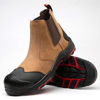 Bottes de sécurité Chelsea en nubuck pleine fleur marron, à enfiler, avec embout en acier, anti-perforation, légères et respirantes, chaussures de travail