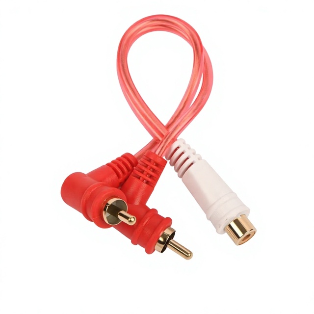 Copper-wound Shielded Red-and-white 2R2R Gold-plated PVC Audio Cable with 4-pin RCA Connectors 3-pin Y-adapter for Car Amplifier