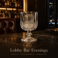 Verre à pied strié transparent de 185 ml, 116 mm, 240 g, avec base festonnée et anse, personnalisable avec logo, pour minibar, spa, sauna