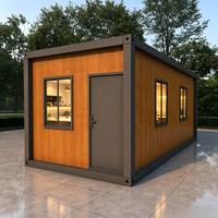 Maison conteneur moderne en bois grainé, démontable, préfabriquée, modulaire, boutique, café, kiosque, magasin conteneur portable