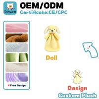 Couverture de sécurité personnalisée en peluche lapin, fabrication ODM, jouet réconfortant, conception gratuite, certifié CE CPC, lapin en peluche pour nouveau-né, vente en gros