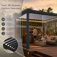 Pergola motorisée électrique en aluminium à lames orientables avec finition thermolaquée pour piscine extérieure et balcon - Design inspiré de la nature