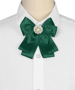 Broche de lazo para mujer, corbata de lazo para uniforme escolar, pajarita con cuentas, verde - Product Image 4