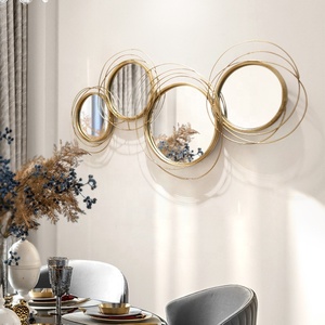 Specchi Decorativi Rotondi in Metallo, Arte di Lusso per Interni, Decorazioni Artigianali da Appendere a Parete - Product Image 1