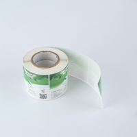 Étiquettes en vinyle adhésif recyclables et imperméables personnalisées pour l'eau de coco, design dégradé vert, code QR, promotion en supermarché