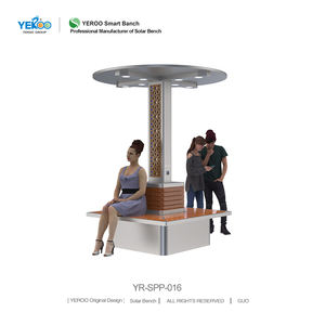 Banc de recharge intelligent moderne en métal pour extérieur avec auvent solaire, haut-parleur Bluetooth et utilisation en terrasse - Product Image 2