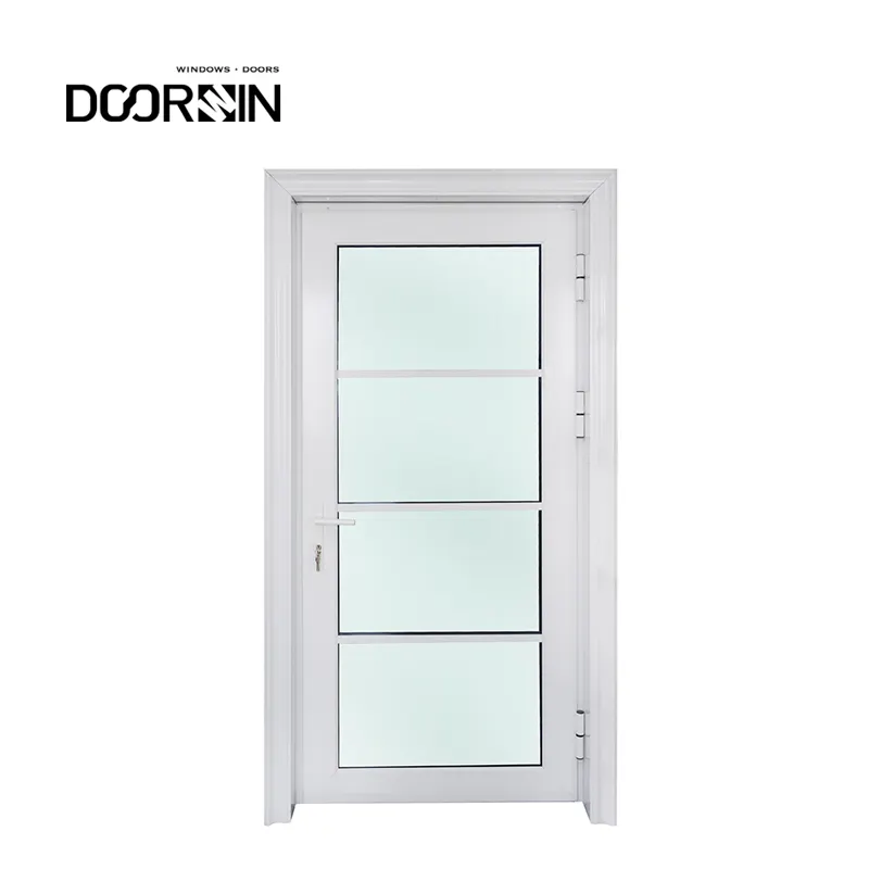 Portas de entrada dianteiras NFRC de design moderno com separação térmica de alumínio, portas de dobradiça simples de segurança residencial à prova de vento