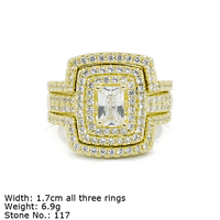 Ensemble de bagues de fiançailles et de mariage en argent 925 serties de pierres brillantes pour femmes