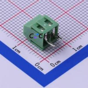 DB125-3.5-2P-GN-S Screw Terminal Block Through hole Component (THT),P=3.5mm Connector 1x2P 3.5mm Green Through Hole - Product Image 2
