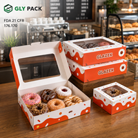 Boîte à donuts personnalisée avec fenêtre transparente, emballage en papier pour pâtisseries, desserts, à emporter et en cadeau