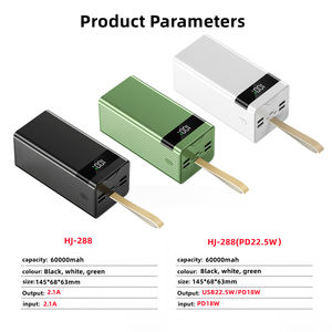 Charge rapide réelle 22.5W PD QC3.0 grande capacité 5 sorties 3 entrées LED chargeur portable Powerbank 60000 Mah Power Bank - Product Image 6