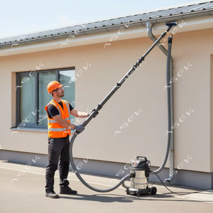 Ensemble de nettoyeurs de gouttières télescopiques en fibre de carbone |   Perche à vide pour système de nettoyage de gouttières, outil de nettoyage extensible à longue portée - Product Image 1