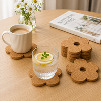 Sous-verres en liège en forme de fleur pour table basse, bar, café, décoration intérieure, tapis absorbants en liège naturel pour tasses et verres