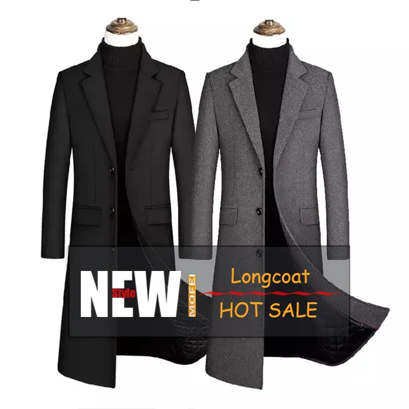 RTS ultimo Design misto panno di lana cappotti cappotto da uomo Slim Fit cappotto invernale monopetto lungo per uomo