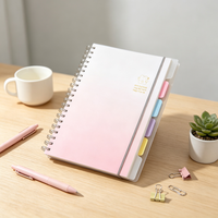 Carnet spirale B5, 124 feuilles, 80 g/m², couverture PP, séparateurs à sangle, dégradé pastel, 4 motifs d'ours, papeterie étudiante, vente en gros
