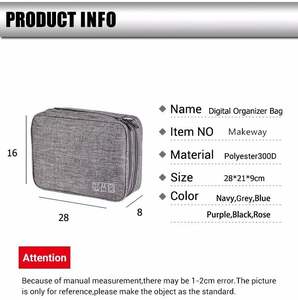 Bolsa de Viaje para Negocios al por Mayor, Bolsa Negra Impermeable de Almacenamiento Digital Portátil y Moderna - Product Image 4