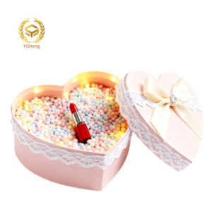 กล่องของขวัญวันวาเลนไทน์บุฟองน้ำ บรรจุภัณฑ์รักษ์โลก กล่องปรับแต่งได้หลากหลายรูปแบบ โบว์สีชมพูสวยหรู รูปหัวใจ สำหรับความโรแมนติก - Product Image 1