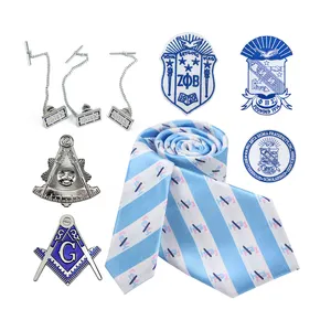 Jack et Jill d'Amérique Cravates pour hommes Cravate en polyester bon marché Cravate tissée à rayures bleues et blanches pour femmes