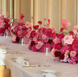 Rosas Artificiales de Seda, Hortensias en Rosa, Rojo y Verde, Rosas Rosadas, Bola de Flores Blancas, Centro de Mesa para Decoración de Bodas - Product Image 2