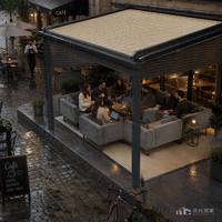 Pergola à lames orientables en membrane avec revêtement polymère allemand, toit rétractable, volets rabattables, canapé modulaire, pour villa, toit de hôtel, balcon moderne