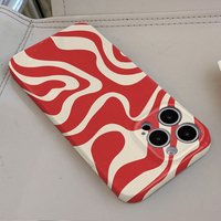 Coque de téléphone portable en PC rigide avec impression photo effet vague rouge et blanc de luxe pour iPhone Xr Xs 11 12 13 14 15 16 17 18 Pro Max
