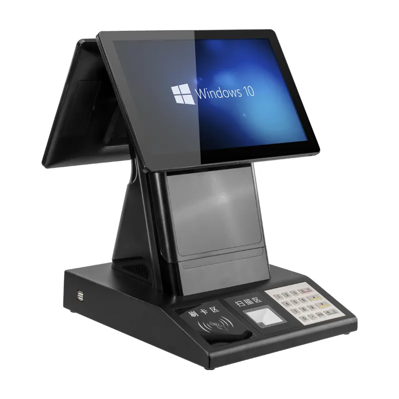 OEM personalizado inteligente touch screen quiosque pagamento 15.6 polegada qr código scanner quiosque bilhete impressão self service ordem pos sistema p