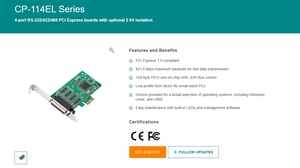 Moxa PCIe/upci/<span class=keywords><strong>PCI</strong></span> có dây nối tiếp thẻ CP-114EL với 4 cổng RS-232/RS-422/RS-485 hỗ trợ - Product Image 4