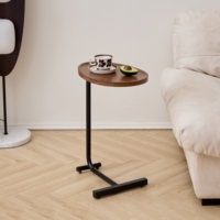 Table console en forme de C avec roulettes, plateau ovale en bois, structure métallique, design minimaliste moderne, meuble étroit pour salon, facile à déplacer