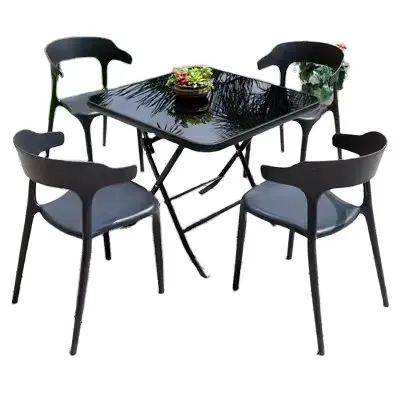 Outdoor dobrável mesa e cadeira combinação pátio jardim terraço leite chá loja ao ar livre varanda lazer plástico cadeiras