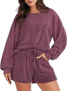 Damen Top Hose Frühling Herbst Kontrast farbe Split Langarm Strickwaren Hoch taillierte Slim Wide-Leg Zweiteiler Damen Set - Product Image 2