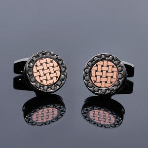 Mancuernillas de Alta Calidad para Hombre, Color Gris Cobre, Diseño a Rayas, Mancuernillas de Camisa con Personalidad - Product Image 1