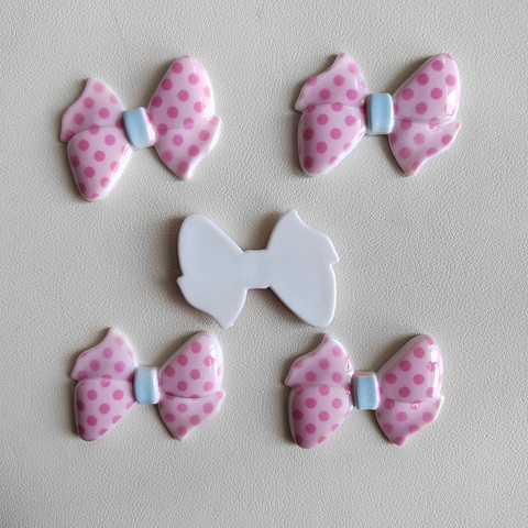 100Pcs/Lot Colorful Resin Bowknot Charms Round Polka Dot Bow Cabochons for Hair Clips Photo Frames Scrapbooking DIY Making