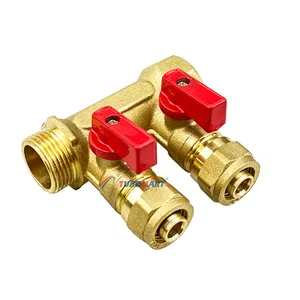 Trung Quốc nhà máy Brass Ball valve Compression Manifold với kết nối cho hệ thống sưởi ấm dưới sàn
