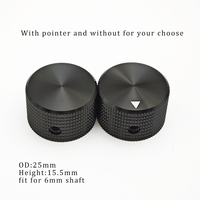 Potentiomètre à axe rond de 6 mm de haute qualité, 25*15,5 mm, entièrement en aluminium anodisé noir, bouton de commande triangulaire