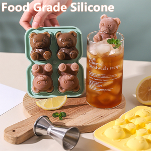 Bear Ice <b>Block</b> Mold Food Grade Silicone Household Ice Box Cartoon Ice Mold Easy Demoulding Operation Comes with Funnel - Product Image 2