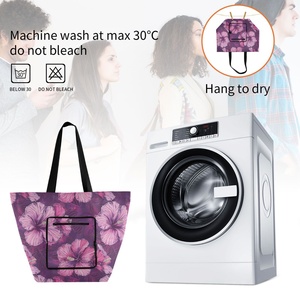 Hawaii Purple Hibiscus Waterproof Shoulder Tote Shopping <b>Bag</b> Grocery <b>Bags</b> Reusable Custom <b>Foldable</b> Shopping <b>Bag</b> for Women - Product Image 5