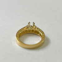 Bague de fiançailles MaiYi Vintage Filigree Flowing Scrolls, sertie en or jaune 14 carats, ovale, semi-montée