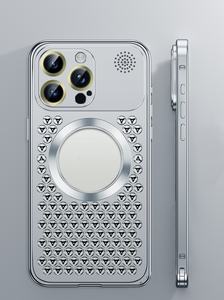 डिजाइनर मेटल हीट रेडियेटिंग चुंबकीय अरोमाथेरेपी आईफ़ोन के लिए 14 15 बड़े विंडो लेंस फिल्म और स्प्रिंग लॉक के साथ - Product Image 6