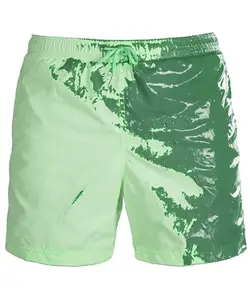 Traje de baño de verano 2024, pantalones cortos mágicos de secado rápido para hombre, pantalones cortos que cambian de color, pantalones cortos de playa con degradado de Color activado por agua