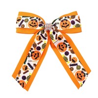 Barrettes à cheveux d'Halloween avec motif araignée, longues nœuds fantaisie citrouille et fantôme pour filles et enfants, accessoires capillaires pour les fêtes d'Halloween
